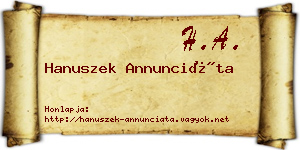 Hanuszek Annunciáta névjegykártya